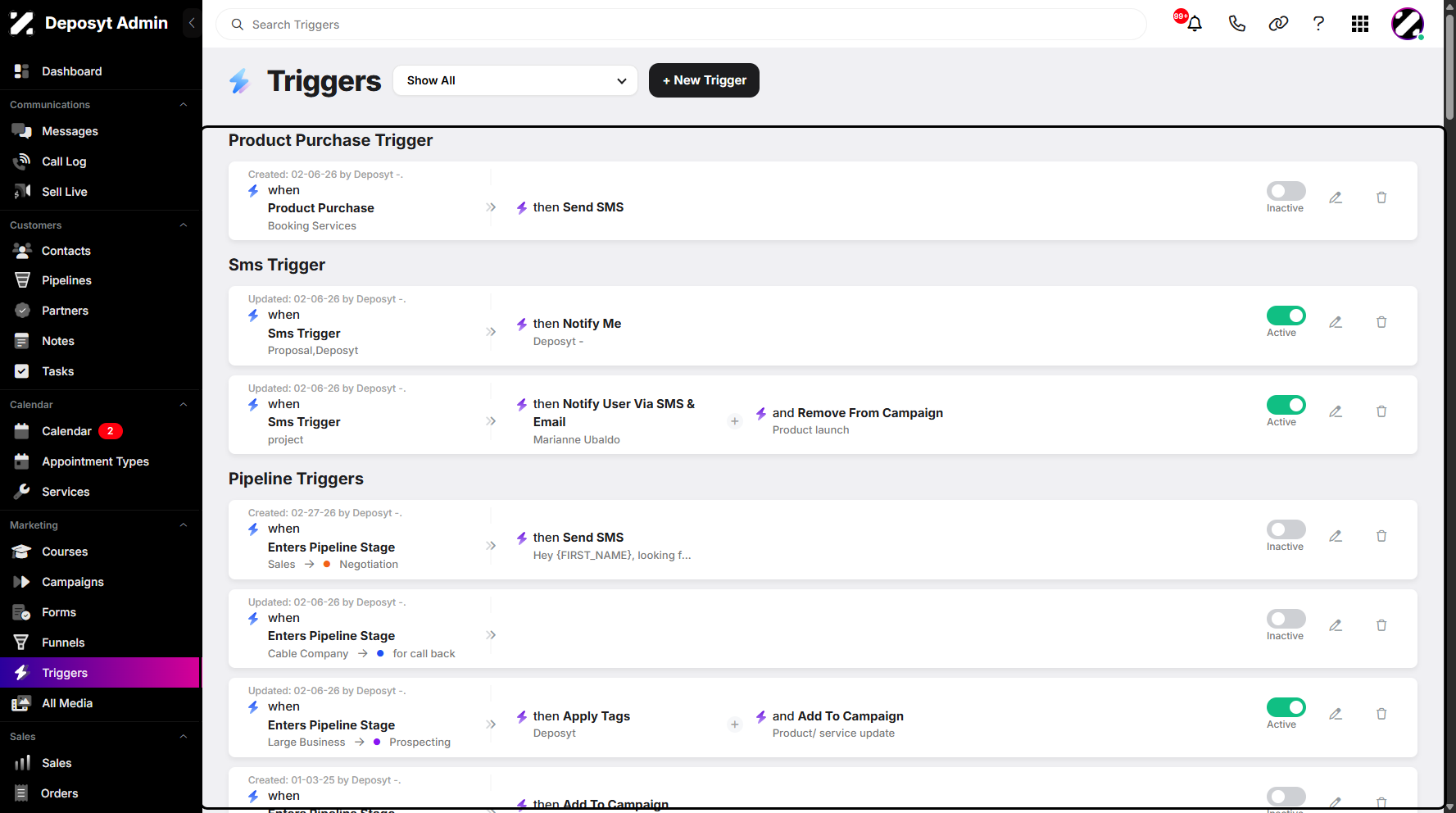 Step 3: You will then be navigated to the Triggers tab. Trigger is an automated action that happens when a specific event or condition occurs in the system. It helps automate tasks and workflows so users don’t have to do everything manually.