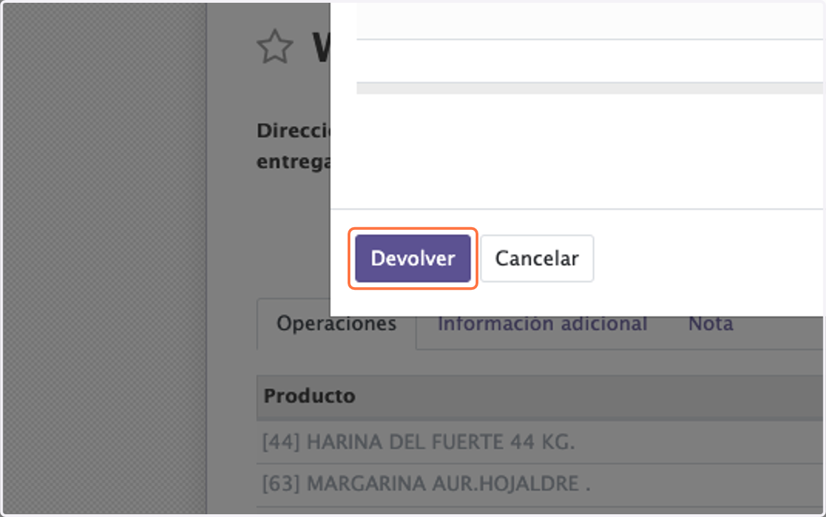Click en Devolver