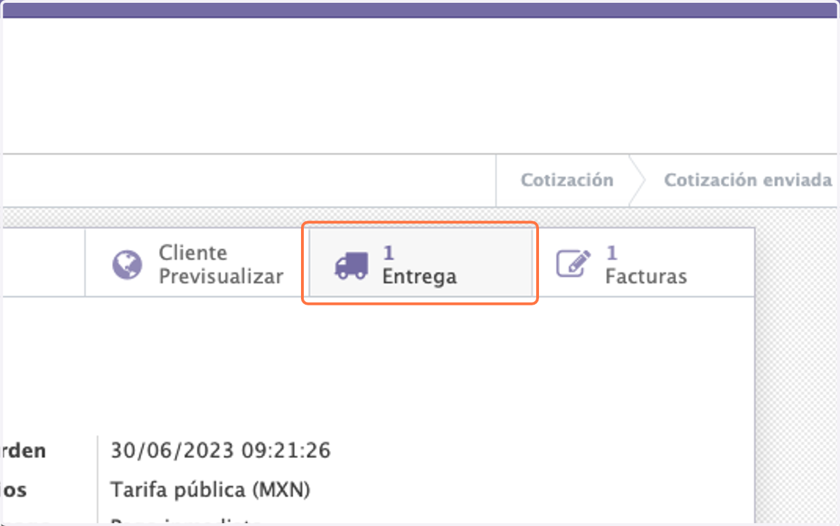 Ahora es necesario regresar lo productos que se entregaron click en Entrega