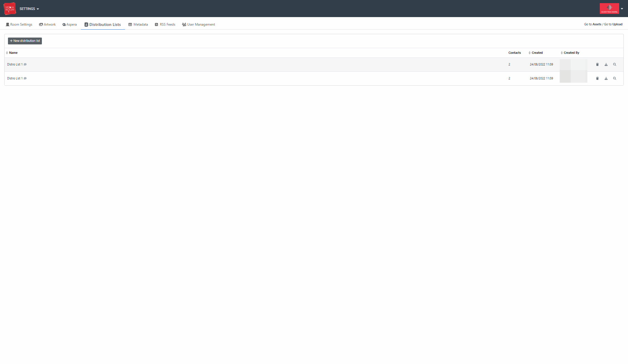 Click on New distribution list