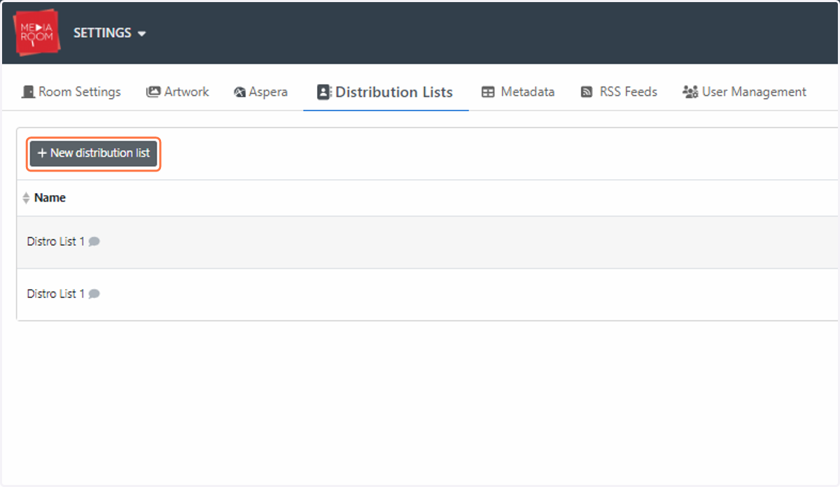 Click on New distribution list
