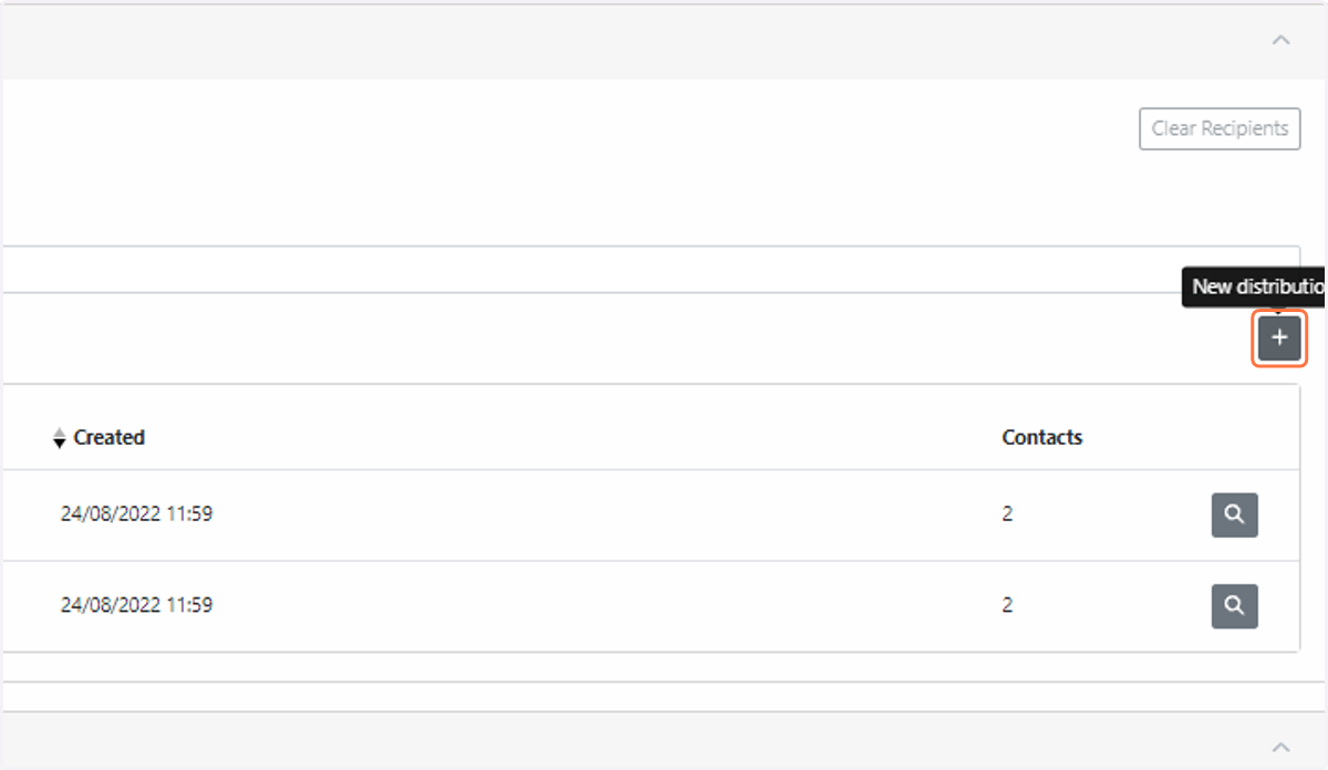 Lists are accessible when filling out a delivery form. Simply click the “+” button next to the “Add delivery recipients from distribution lists” heading. To access the delivery form, see the steps outlined in Deliveries / Deliveries - FAQ / How do I