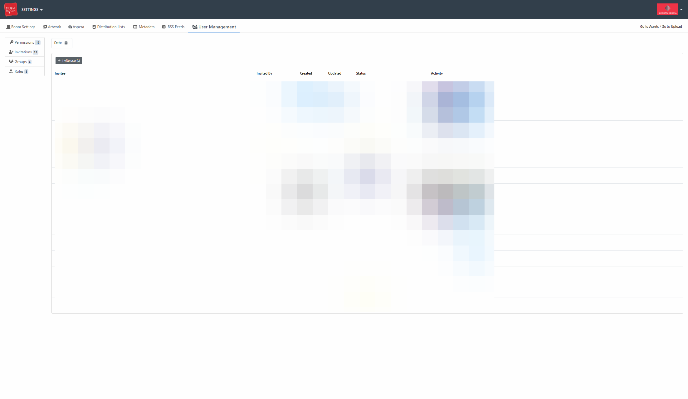 Click on Invite user(s)