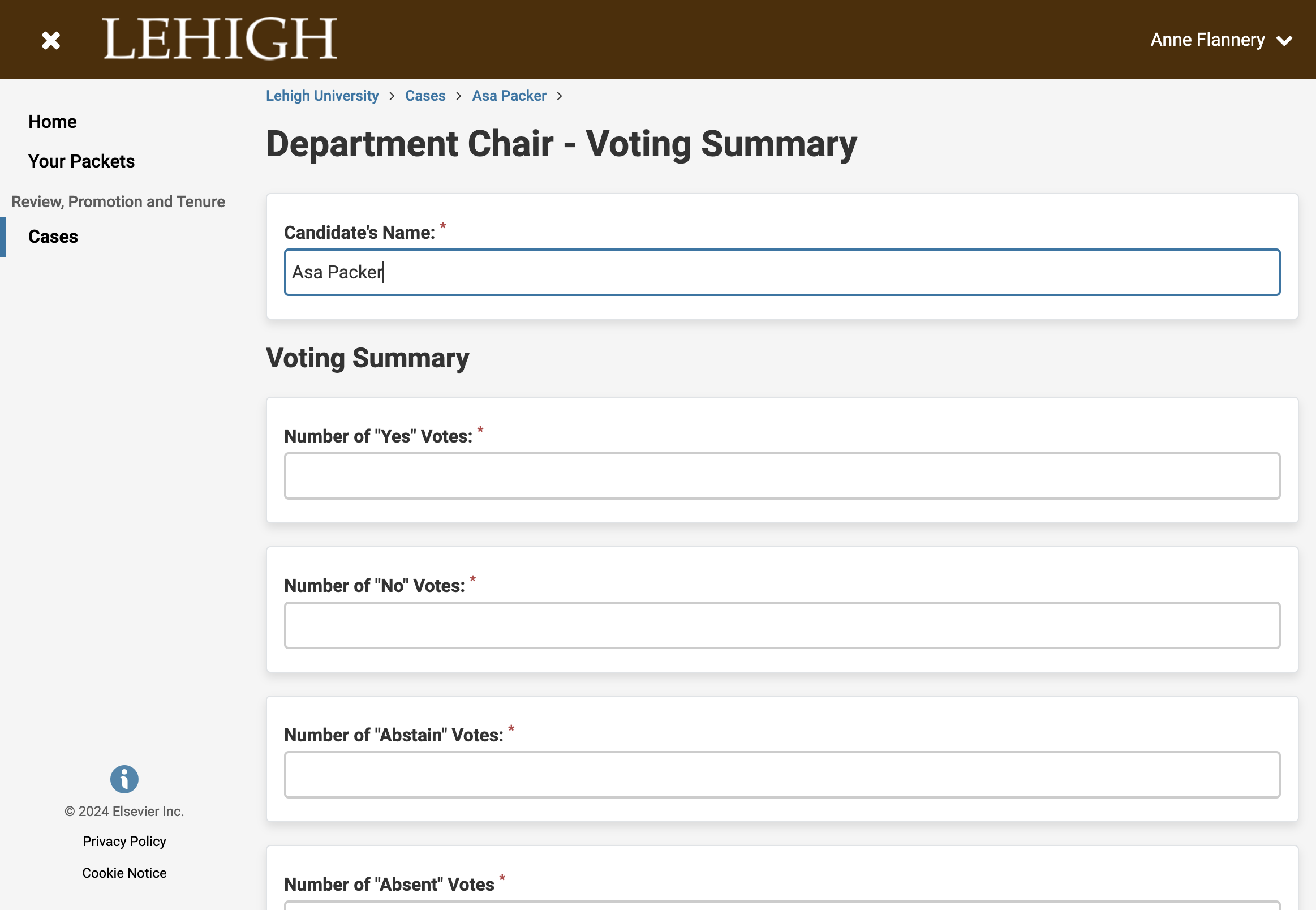 Indicate the candidate's name ...