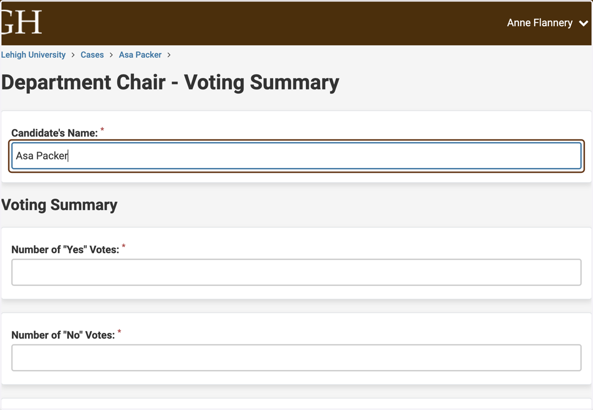 Indicate the candidate's name ...