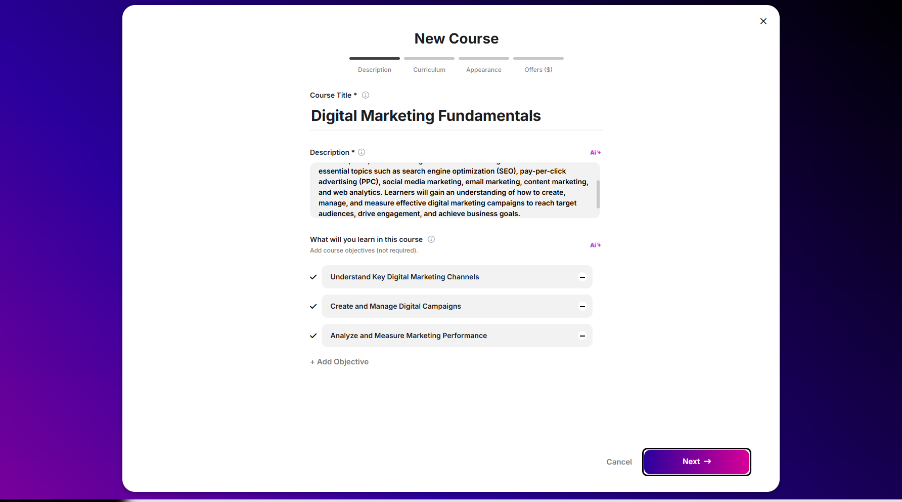 Step 5: After filling in the details, click Next to move forward.
