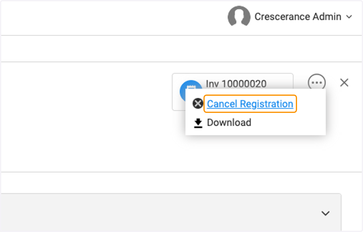 Click on Cancel Registration
