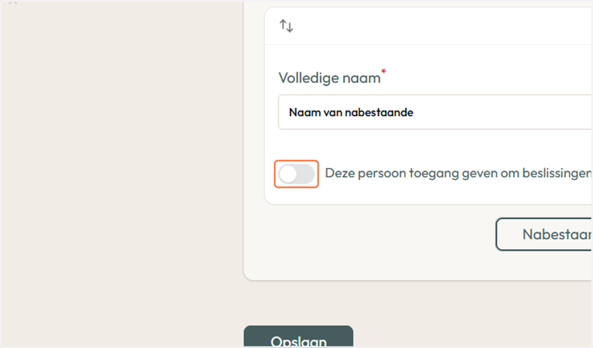 Geef de persoon toegang om uw wensen te beheren