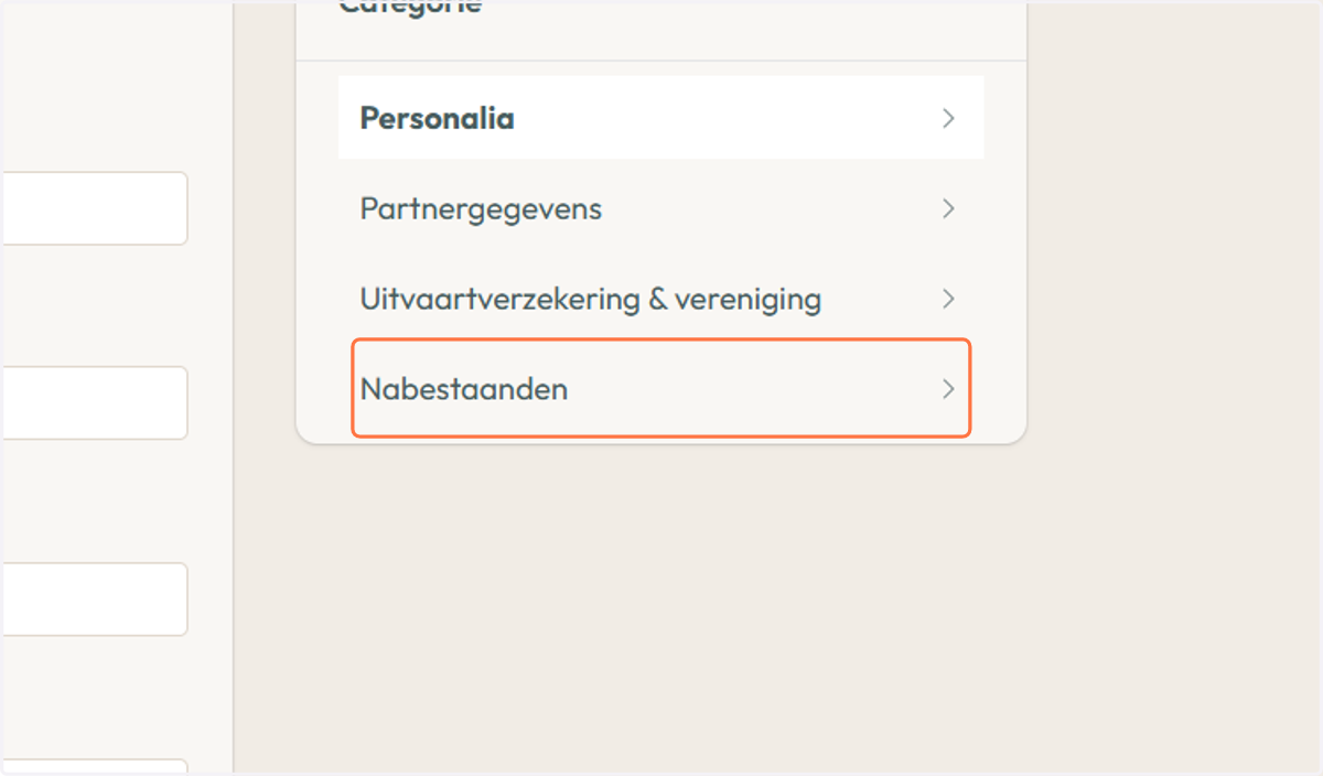 Klik op Nabestaanden