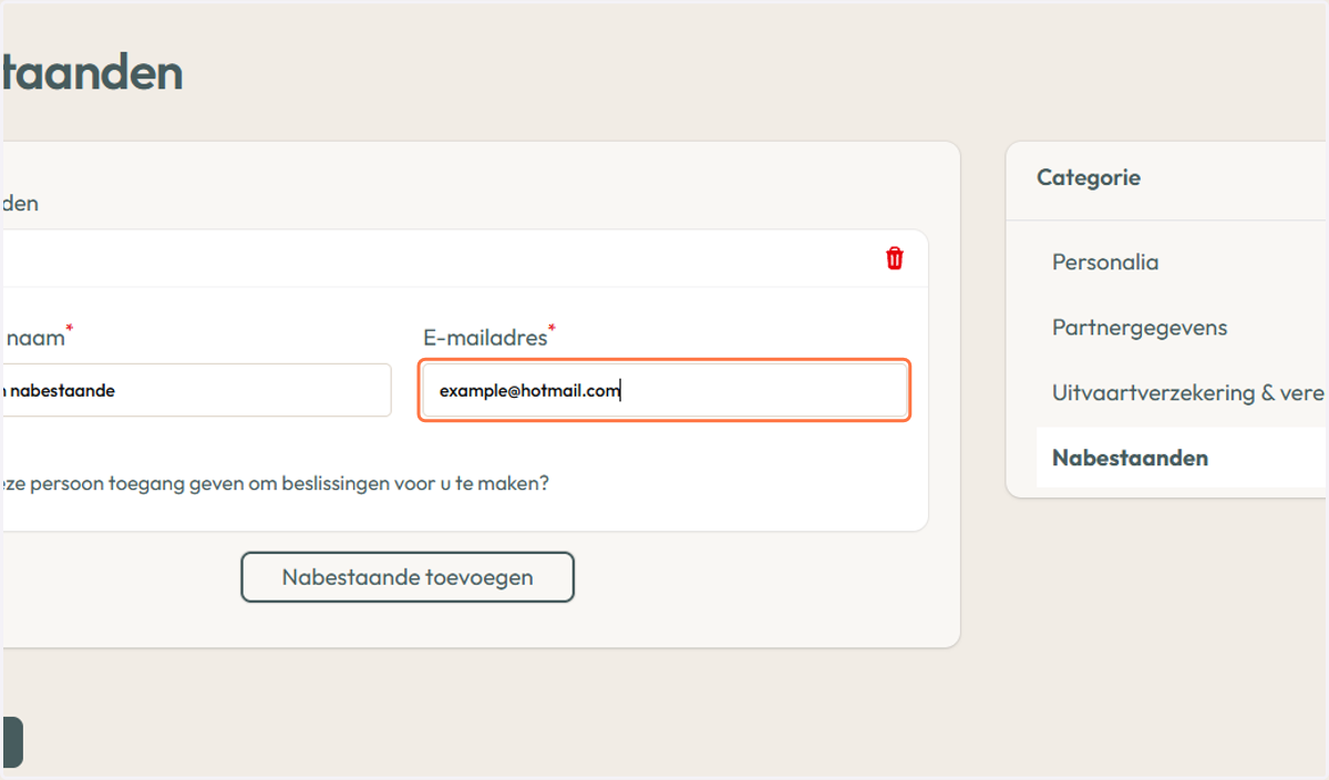 Typ een geldig emailadres