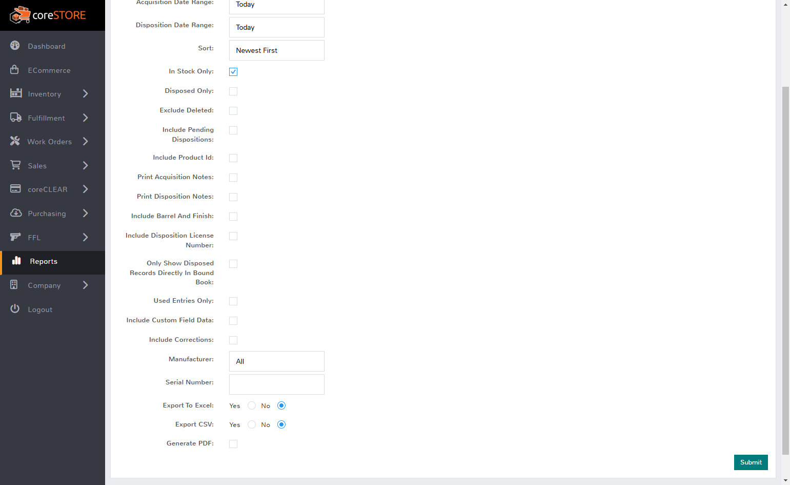 Filters: Export Options