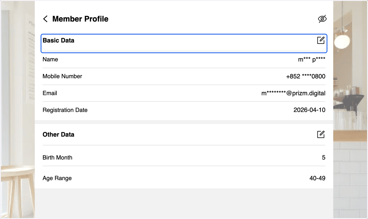 Click on Basic Data (edit icon) if you would like to edit member's prefix and name