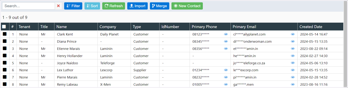 The new contacts are now imported