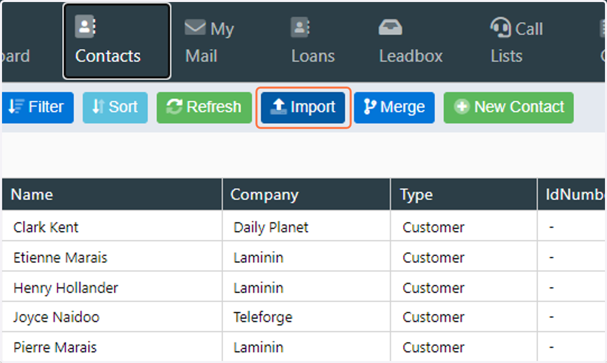 Click on Import