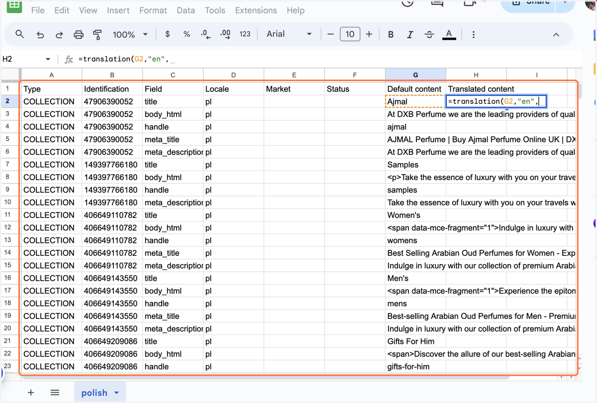 Type the language code for the language you are translating from.