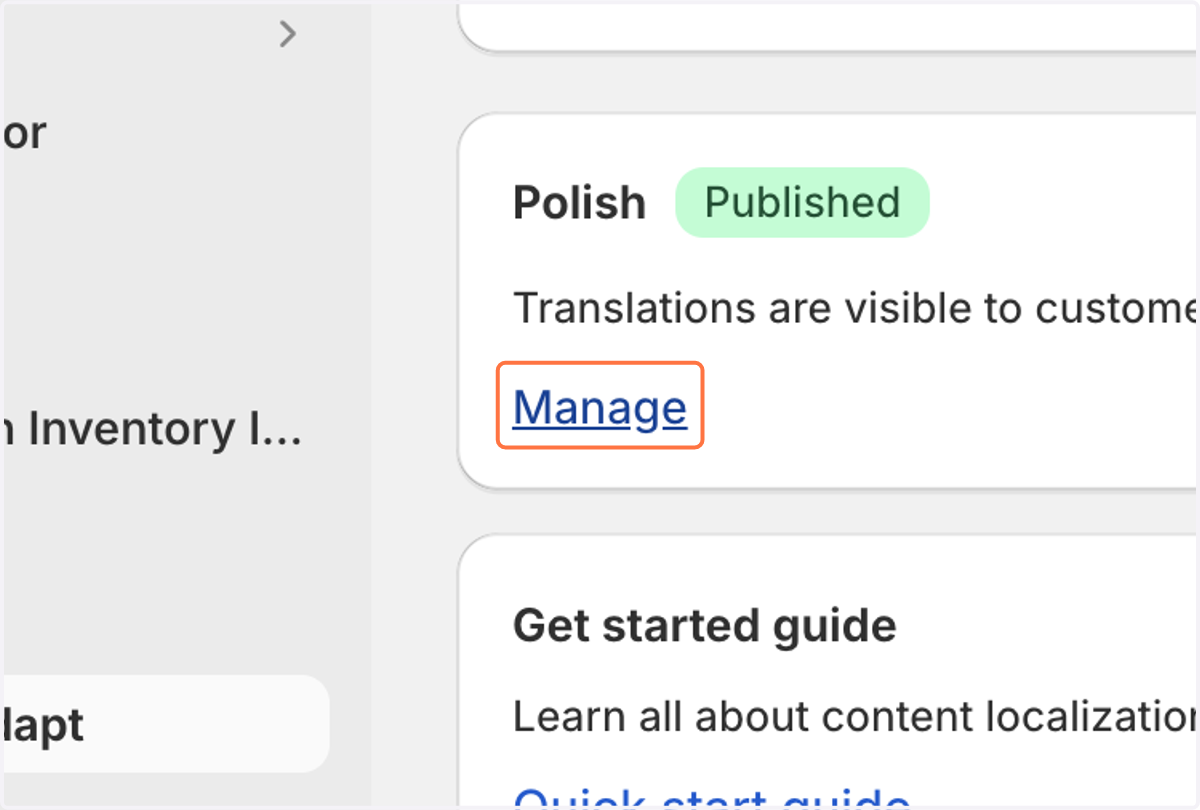 Click on Manage to open the 'Languages' settings