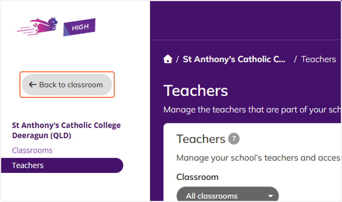 Click on Back to classroom to get back to your Classroom view.