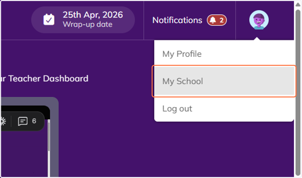 Click on My Click on your icon in the top right corner, then click on My School.