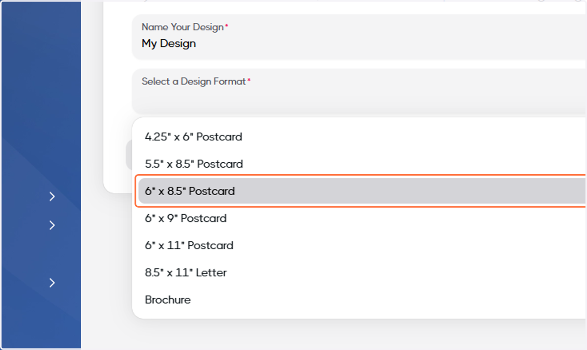 Select a Design format