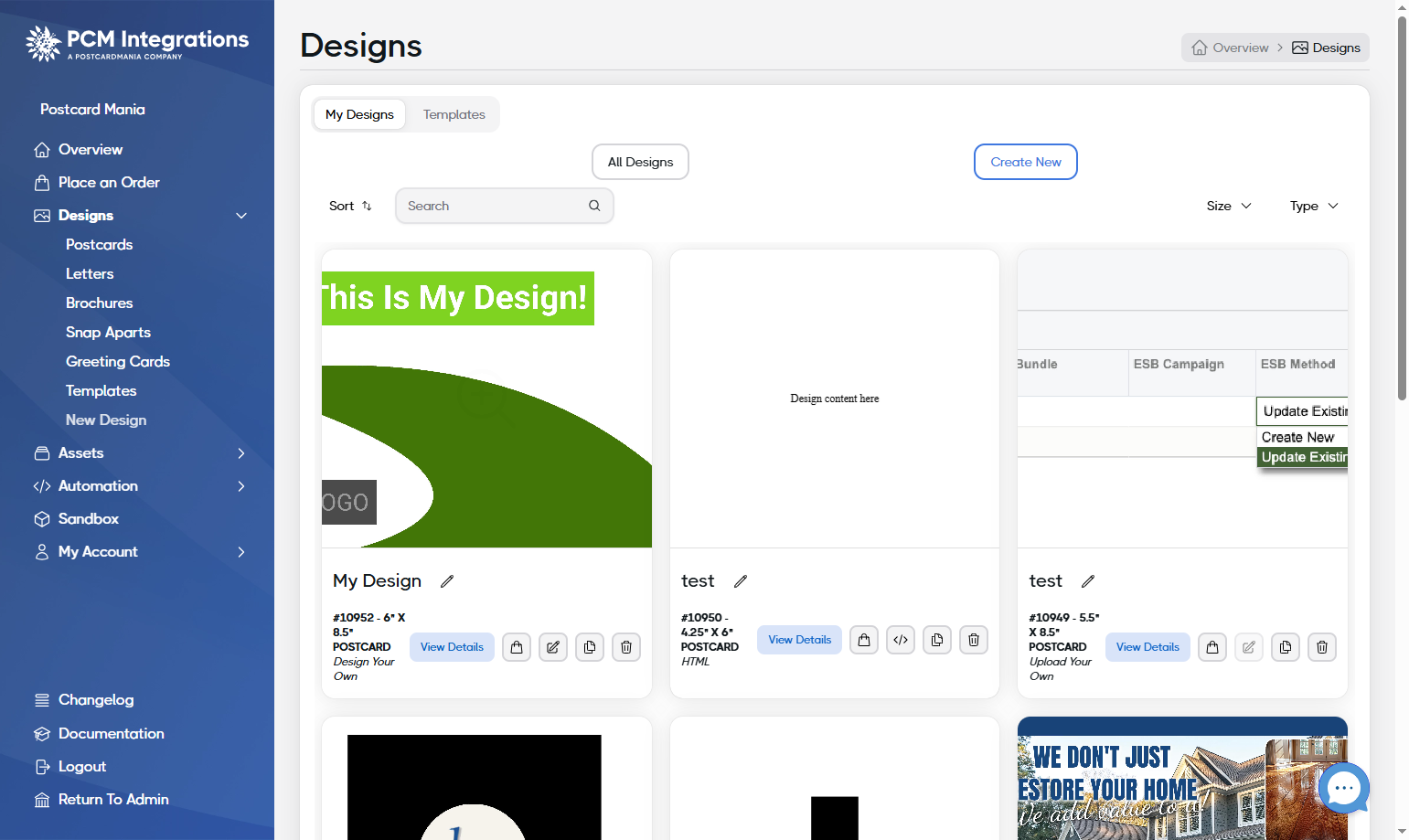 Click on New Design