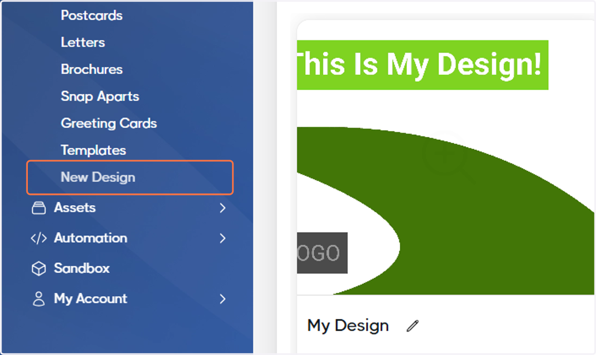 Click on New Design
