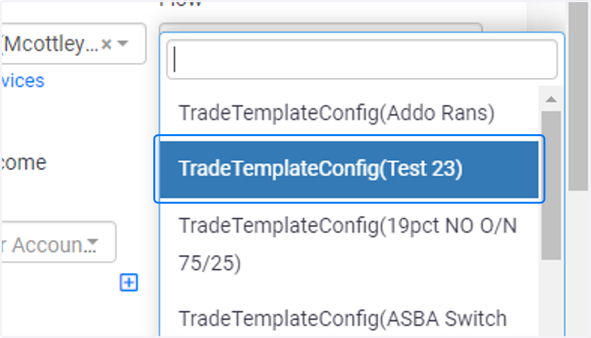 Click on TradeTemplateConfig(Test 23)