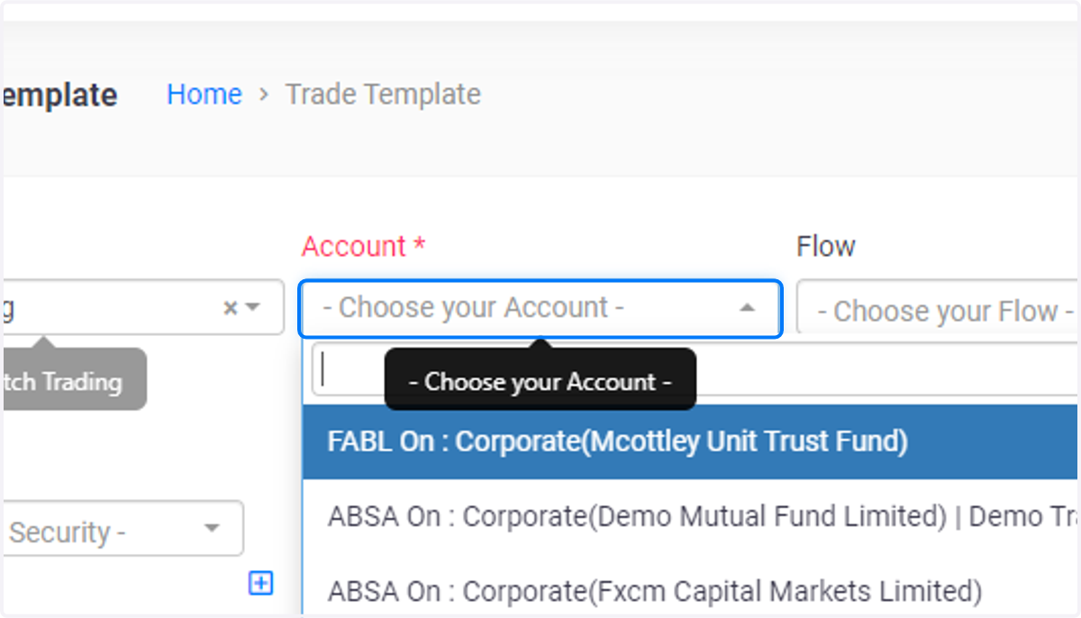 Click on - Choose your Account -