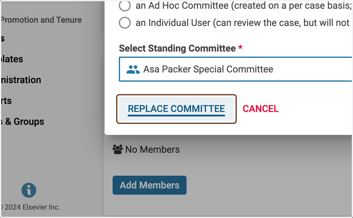 Click on REPLACE COMMITTEE