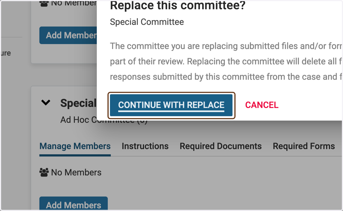Click on CONTINUE WITH REPLACE