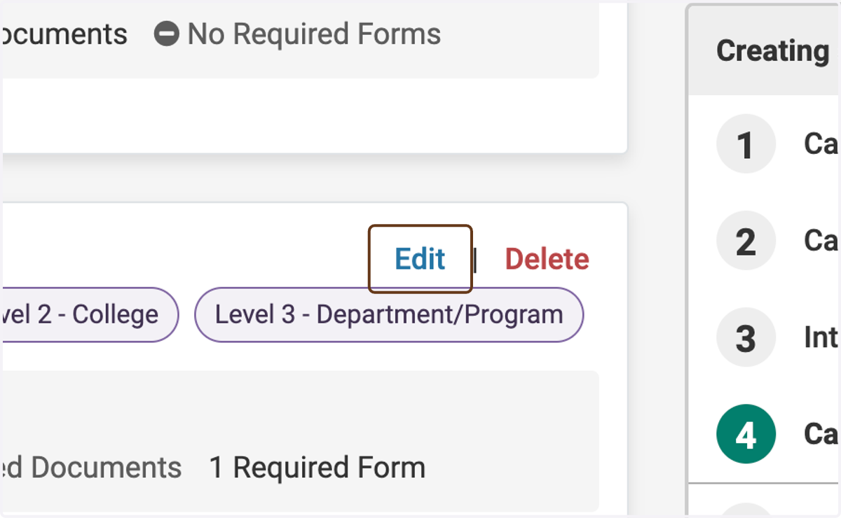 Click on Edit next to the step at which you want to add the committee