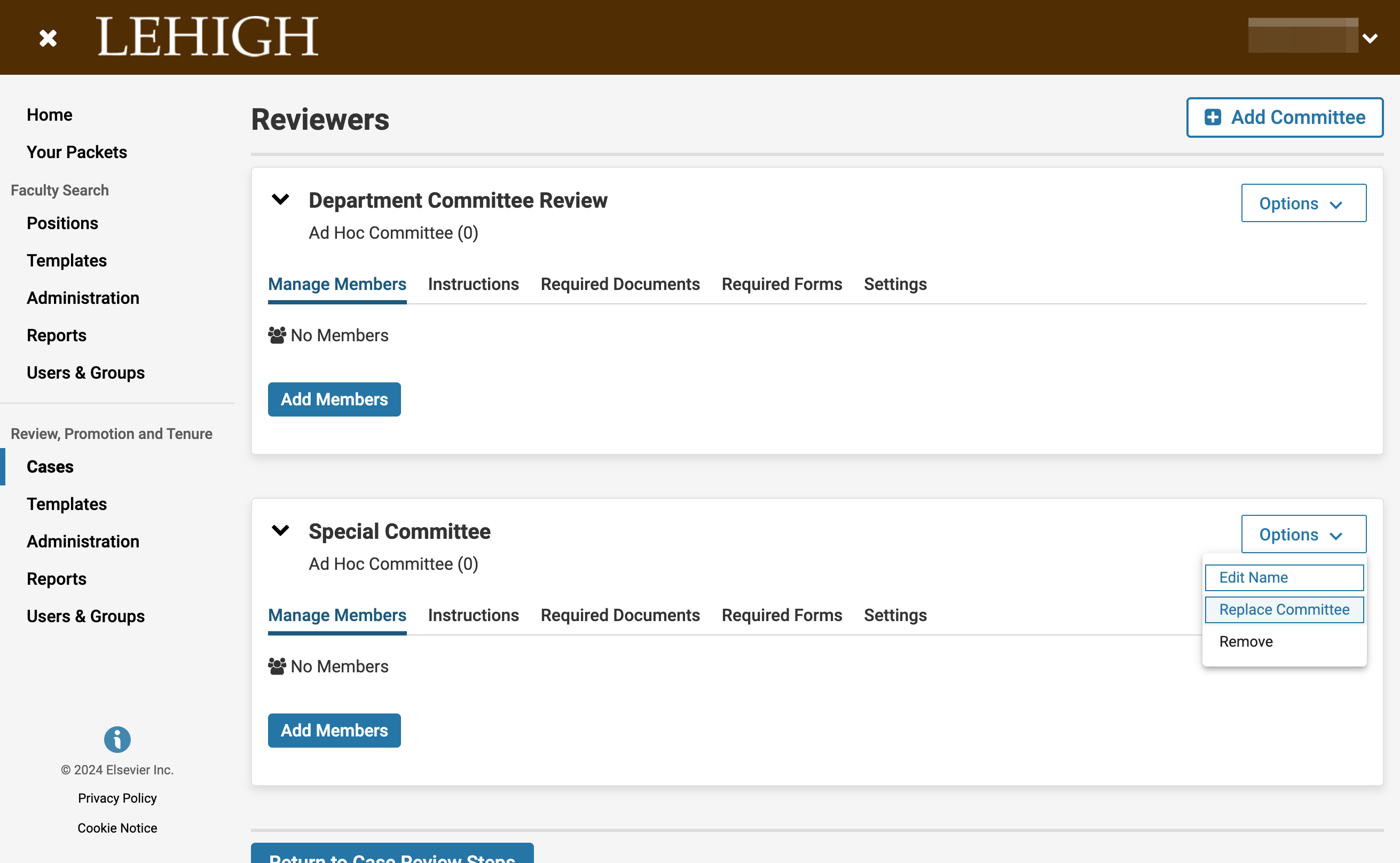 Click on Replace Committee