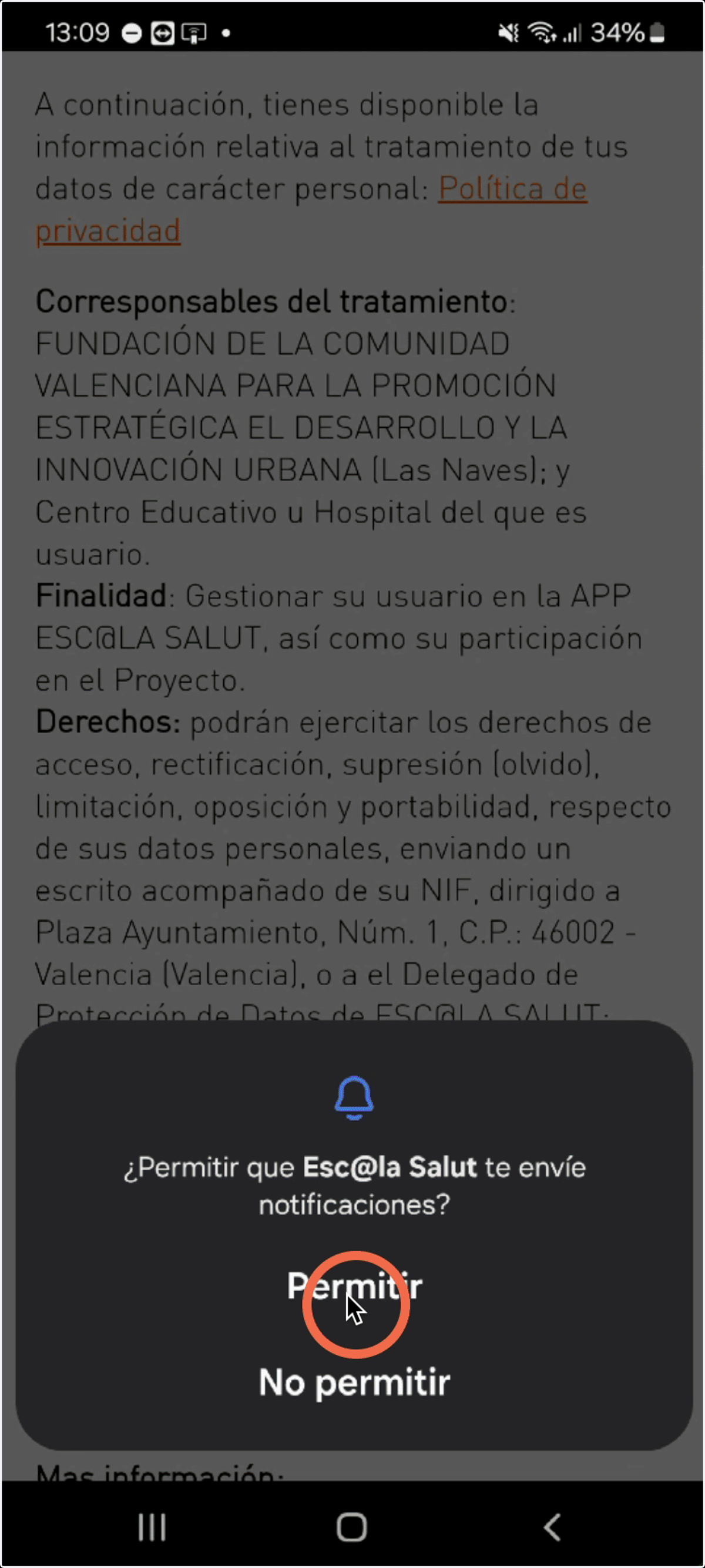 Permitiremos las notificaciones para recibir recordatorios sobre los retos a realizar