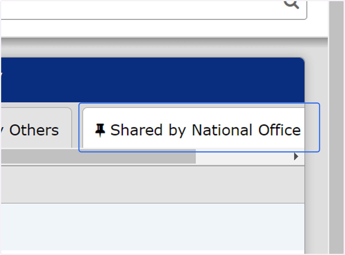 To go back and view other divisions, click on Shared by National Office