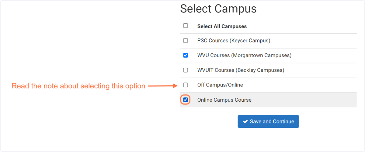 Optional: Select Online Campus Course