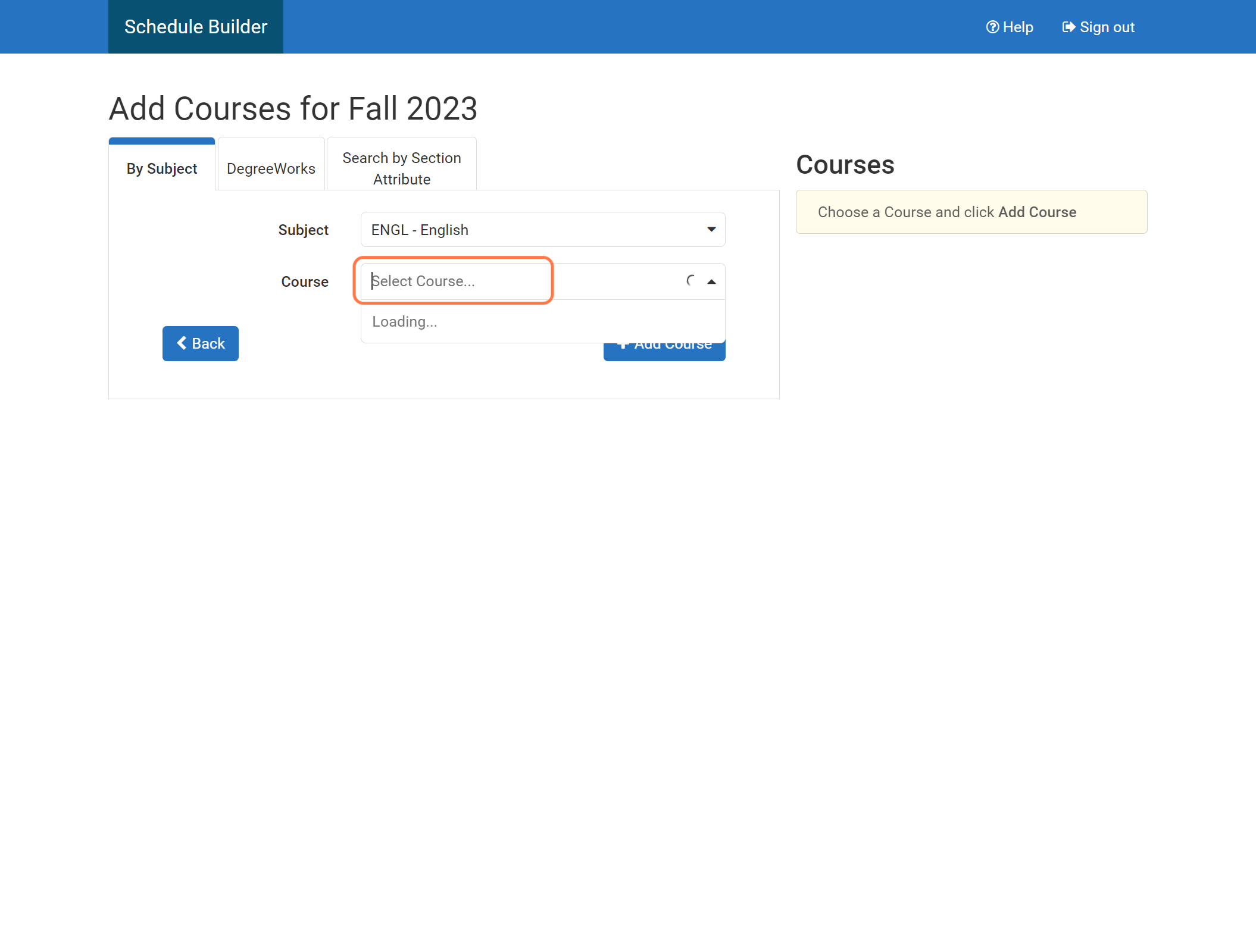 Click on Select Course...