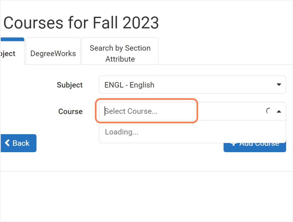 Click on Select Course...