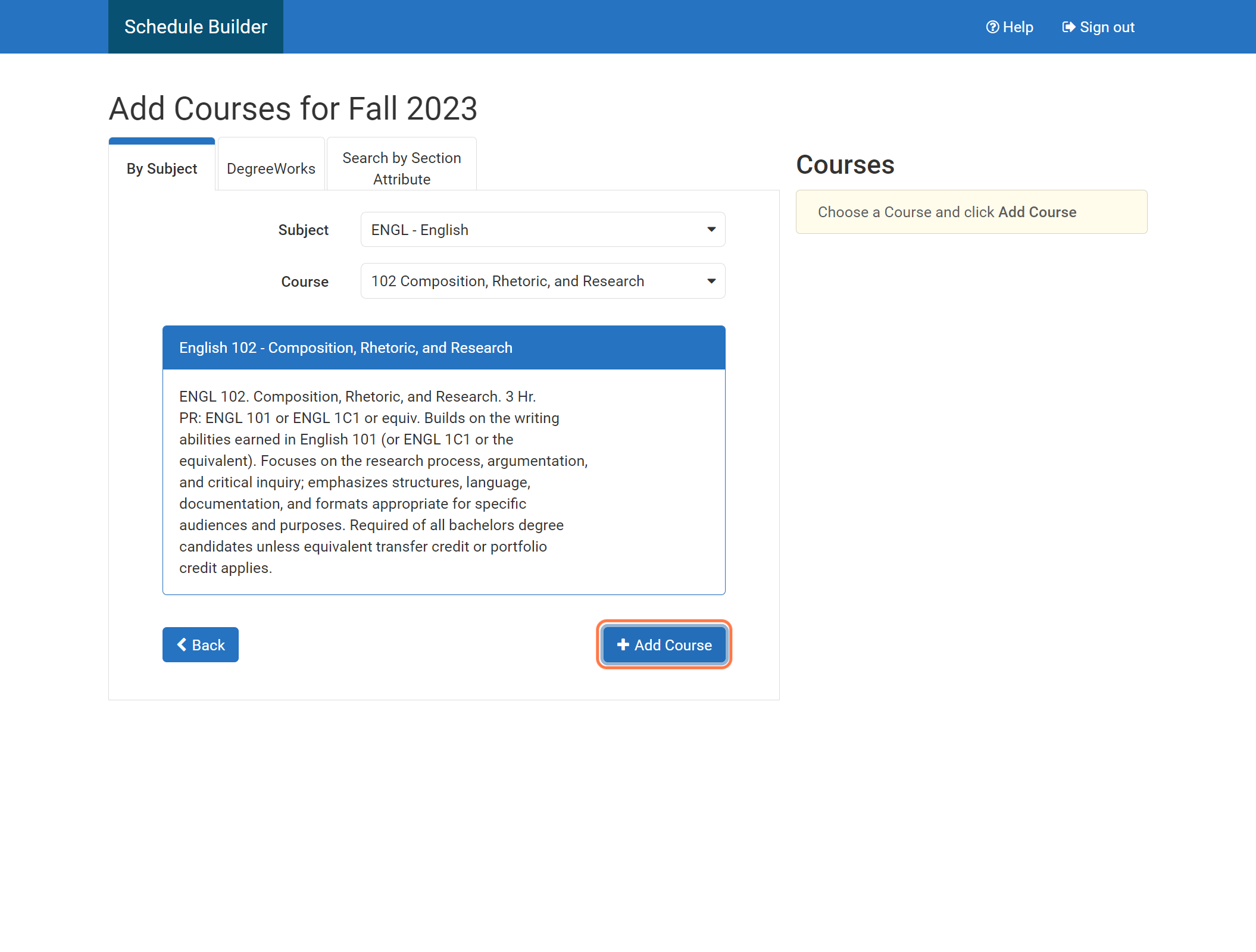 Click on Add Course