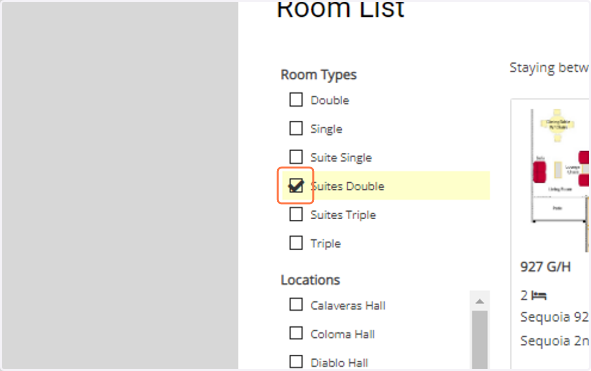 (Optional) You can uncheck the box to see all available room