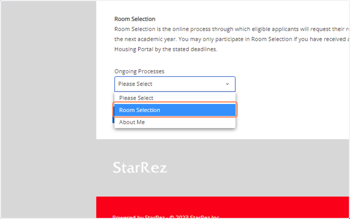 Click on Room Selection