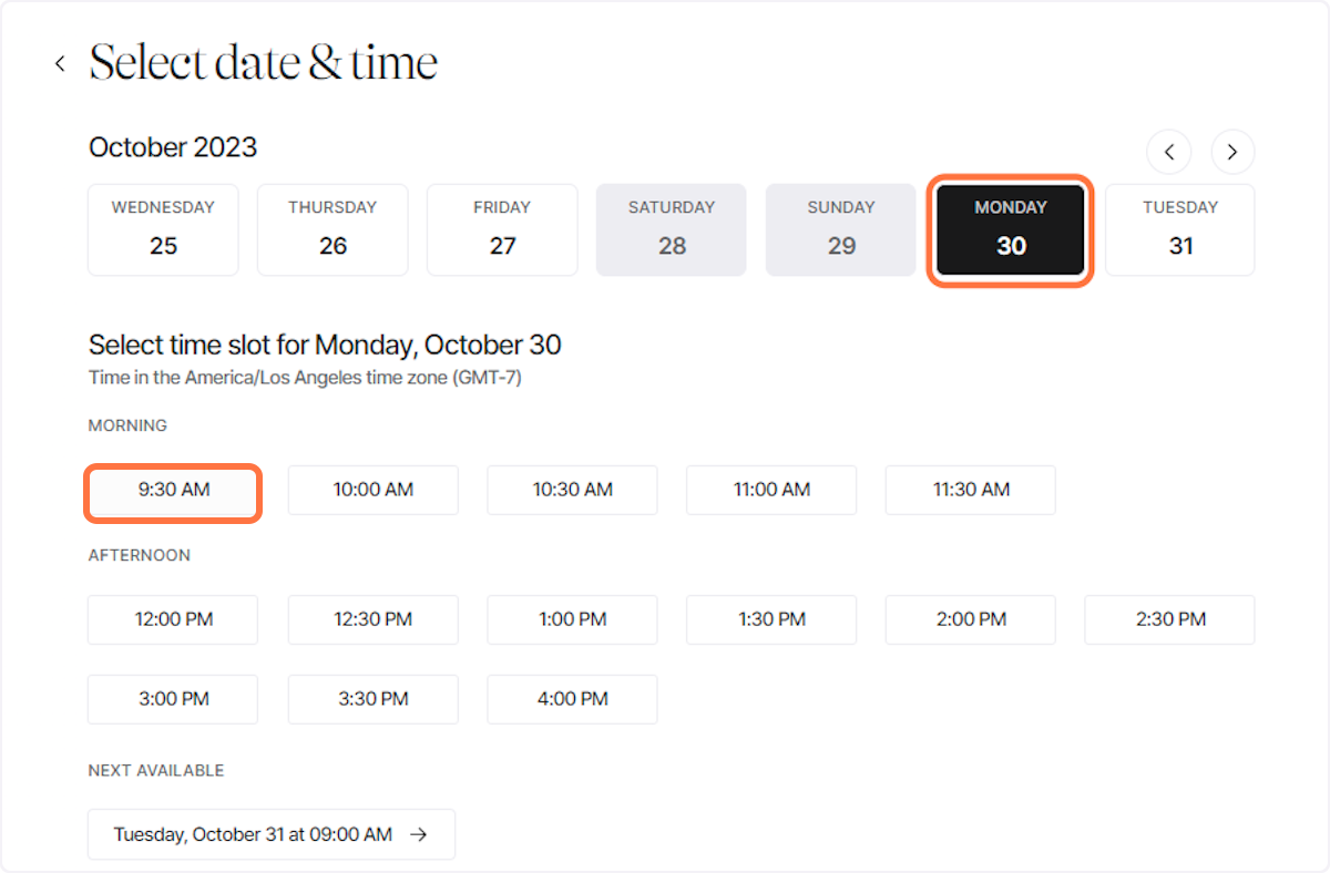 Select date & time