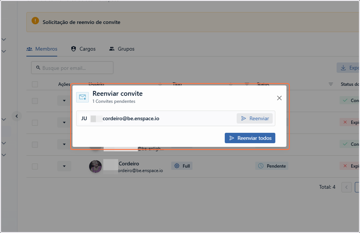 Você poderá ver todas as solicitações pendentes