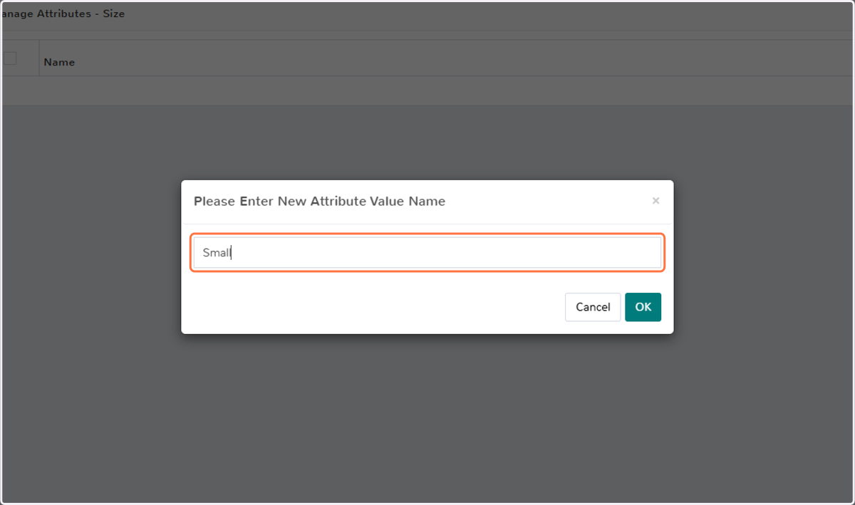 Please Enter New Attribute Value Name