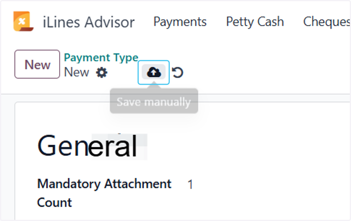 Click on Save manually