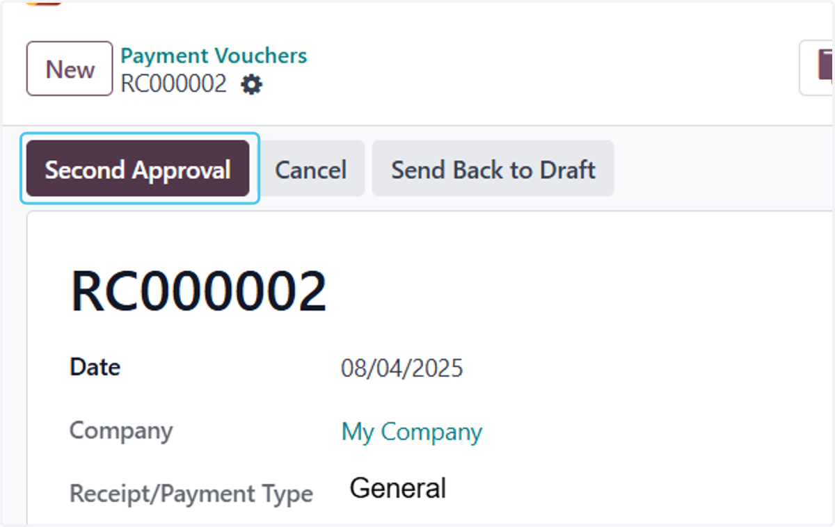 Click on Second Approval