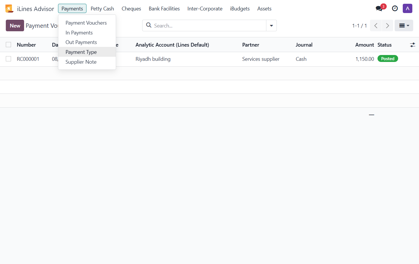 Click on Payment Type