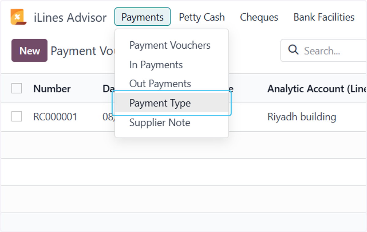 Click on Payment Type