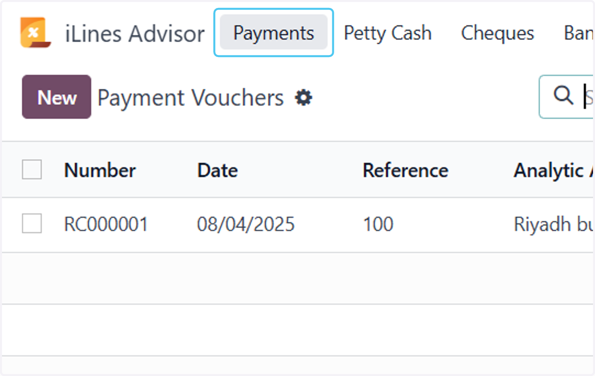 Click on Payments