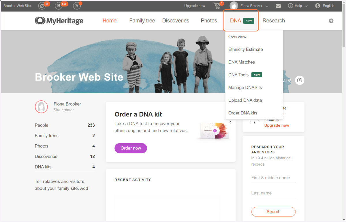 Click on DNA in the top menu.