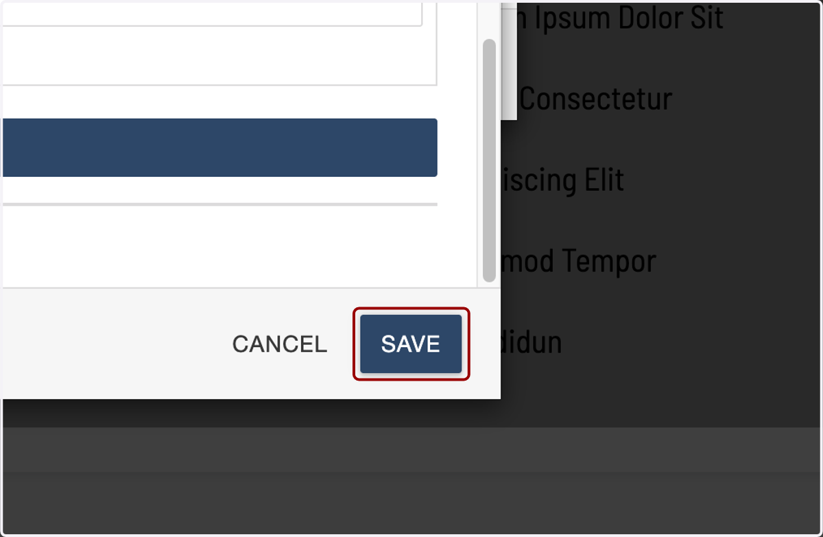 Page editor toolbar with the Save button highlighted to save the component configuration.