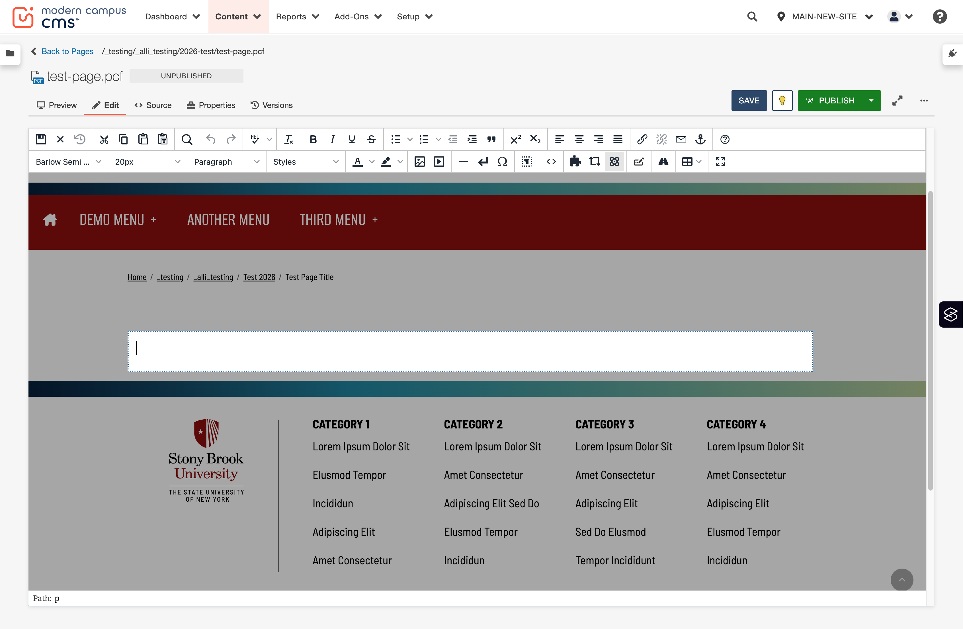 Toolbar in the page editor with the Insert Component button highlighted.